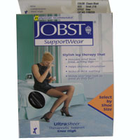 Jobst Supportwear Ultra Sheer Knee High Stockings, Mild Compression, Medium Size (9.5-11), Classic Black - 1 Ea