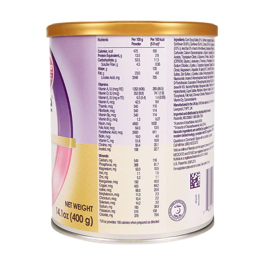 Nutricia Neocate Syneo Infant Prebiotics and Probiotics Hypoallergenic Formula, 14.1 Oz