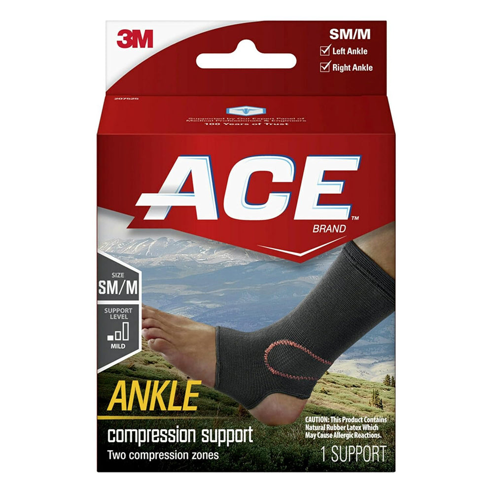 3M ACE Brand Ankle Mild Light Compression Support Small Medium 1Ea
