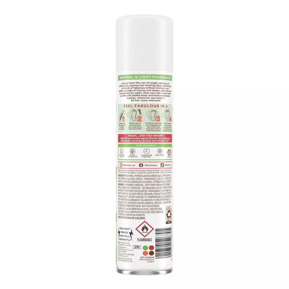 Batiste Bare Dry Shampoo, Barely Scented, 3.81 Oz