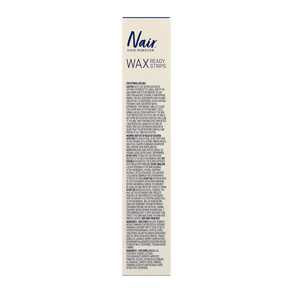 Nair Hair Remover Wax Ready-Strips For Body, 100% Natural, 40 ea