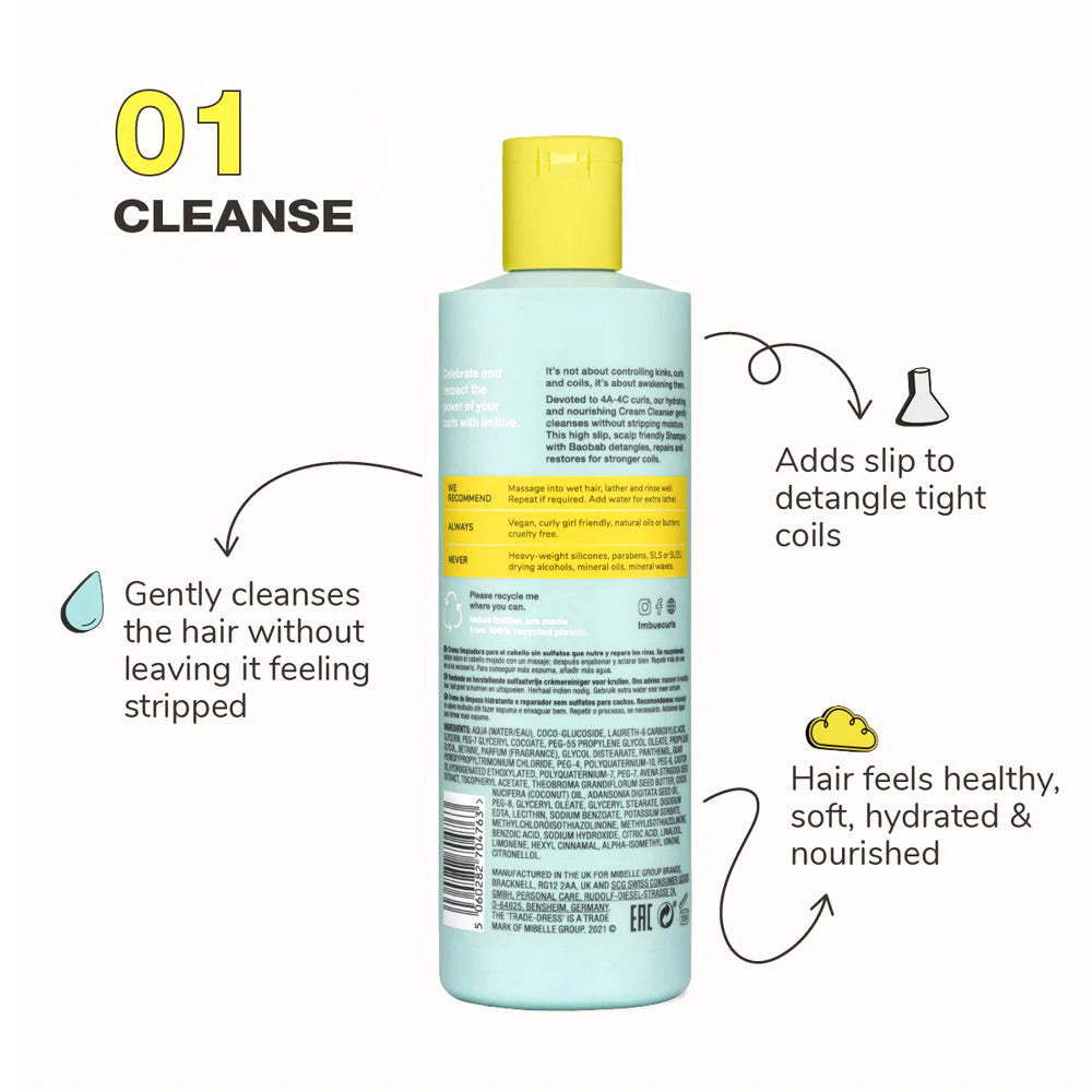 Imbue Coil Awakening Sulphate Free Cream Cleanser Shampoo, 13.5 Oz