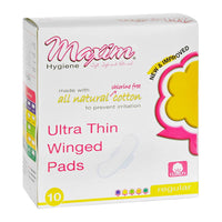 Maxim Natural Daytime Ultra Thin Winged Pads, Unscented - 10 Ea, 12 Pack