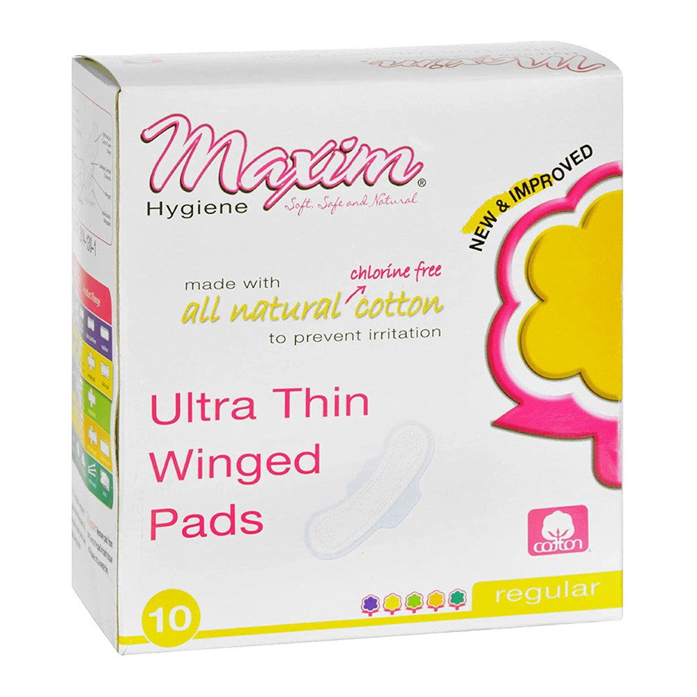 Maxim Natural Daytime Ultra Thin Winged Pads, Unscented - 10 Ea, 12 Pack