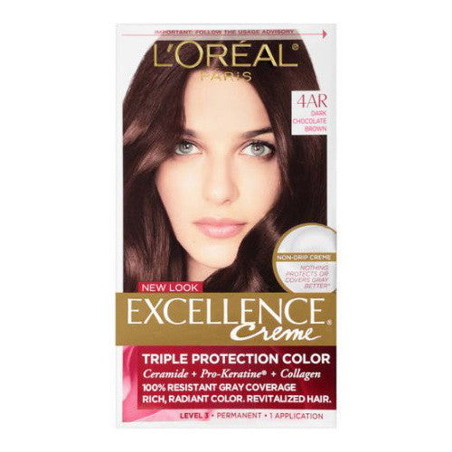 Loreal Excellence Triple Protection Hair Color Creme, 4Ar Dark Chocolate Brown - Kit