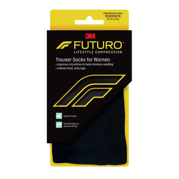 FUTURO Revitalizing Trouser Socks for Women, Moderate, Medium, Black, 1 pr