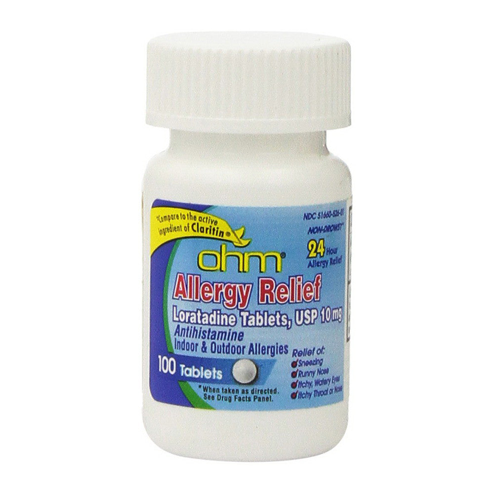 OHM Loratadine Usp 10 mg Antihistamine Allergy Relief Tablets, 100 Ea