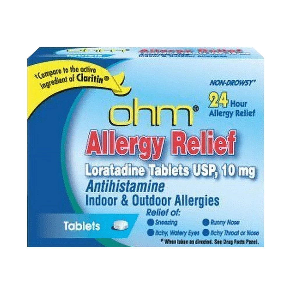 OHM Loratadine Usp 10 mg Antihistamine Allergy Relief Tablets, 15 Ea