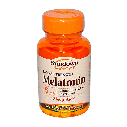 Sundown Naturals Melatonin 5mg Extra Strength Sleep Aid Tablets, 60 ea