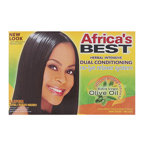 Africas Best Super No-lye Dual Hair Conditioning Relaxer System, 1 Kit