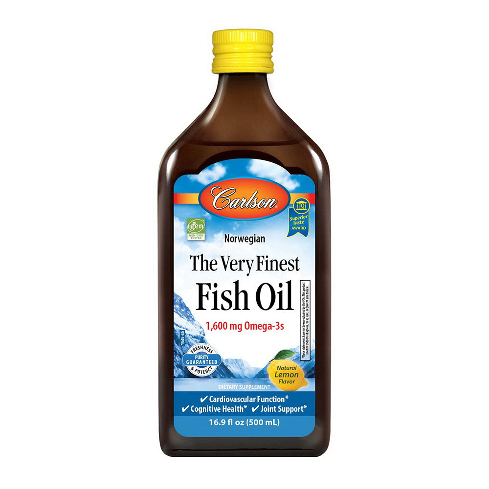 Carlson The Very Finest Fish Oil for Heart Cognitive and Joint Health Support Natural Lemon Flavor 16.9Oz (500ml)