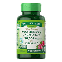 Natures Truth Cranberry Concentrate 30, 000 mg Plus Vitamin C Capsules, 90 Ea