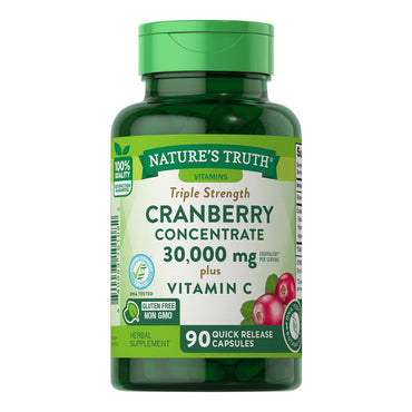 Natures Truth Cranberry Concentrate 30, 000 mg Plus Vitamin C Capsules, 90 Ea