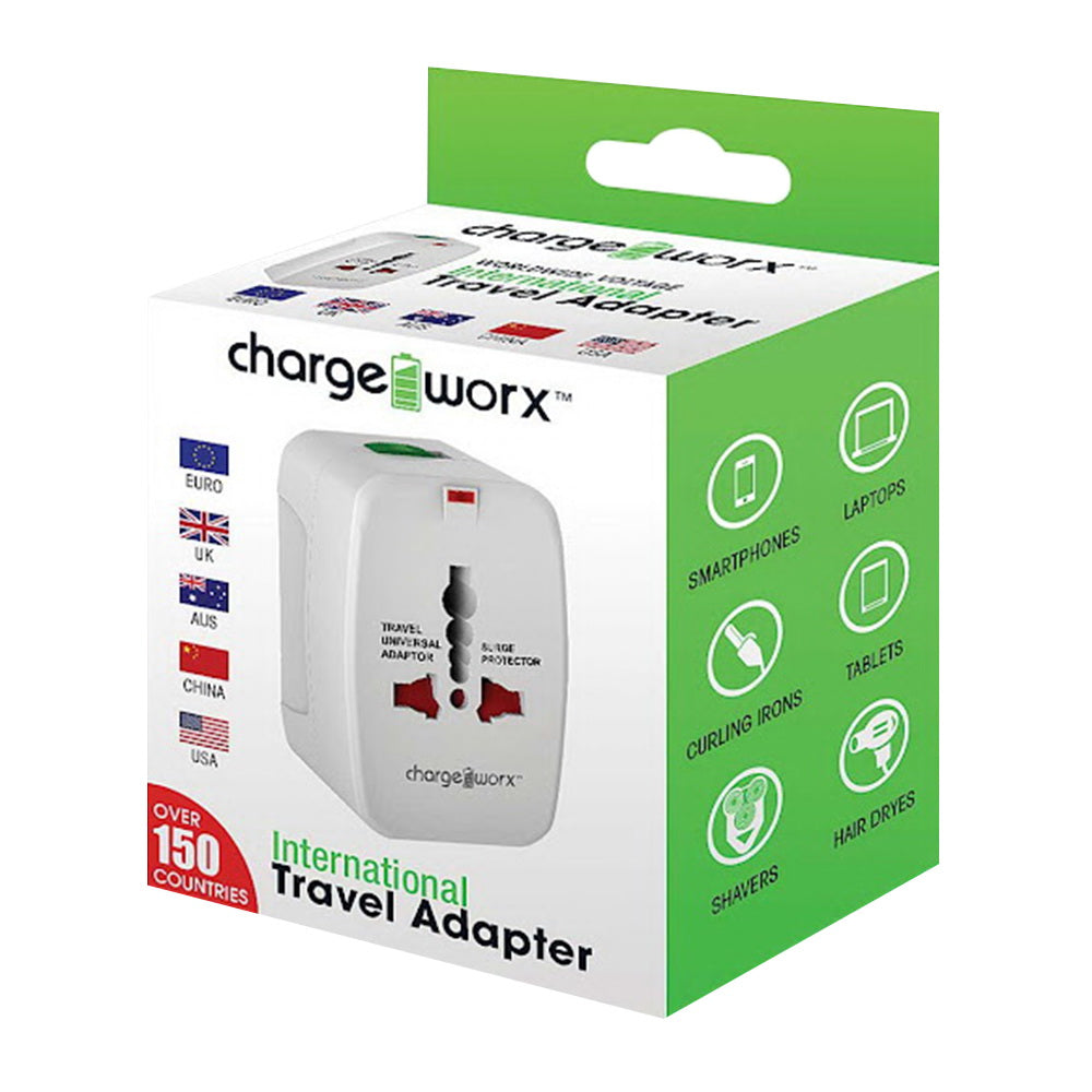 Chargeworx International Travel Adapter with LED Power Indicator 1Ea