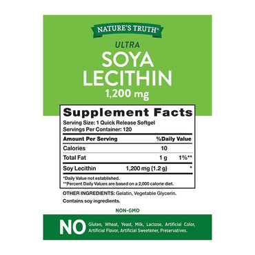 Natures Truth Ultra Soya Lecithin Softgels 1200 mg, 120 Ea