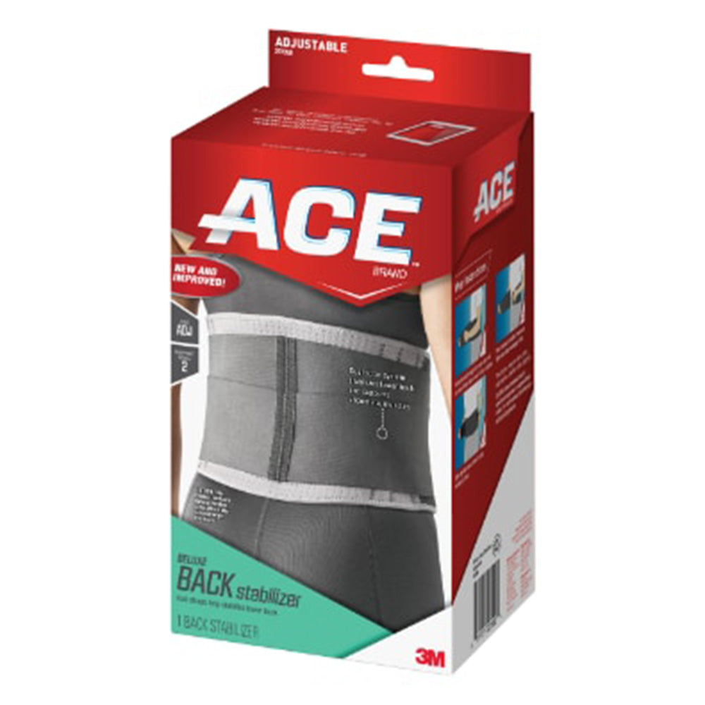 3M ACE Back Stabilizer Deluxe Adjustable Dual Staps Helps Lower Back 1Ea