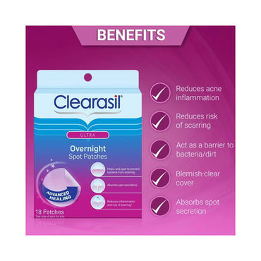 Clearasil Ultra Overnight Acne Spot Patches, 18 Ea