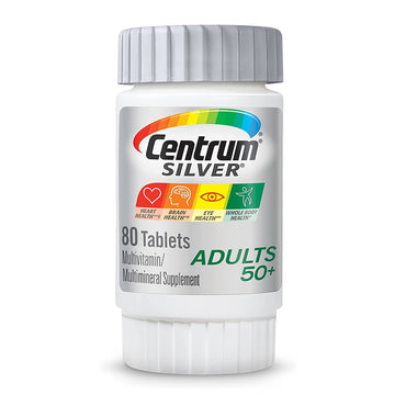 Centrum Silver Adult 50 Plus Multiviramin and Multiminerals Supplement Tablets, 80 Ea