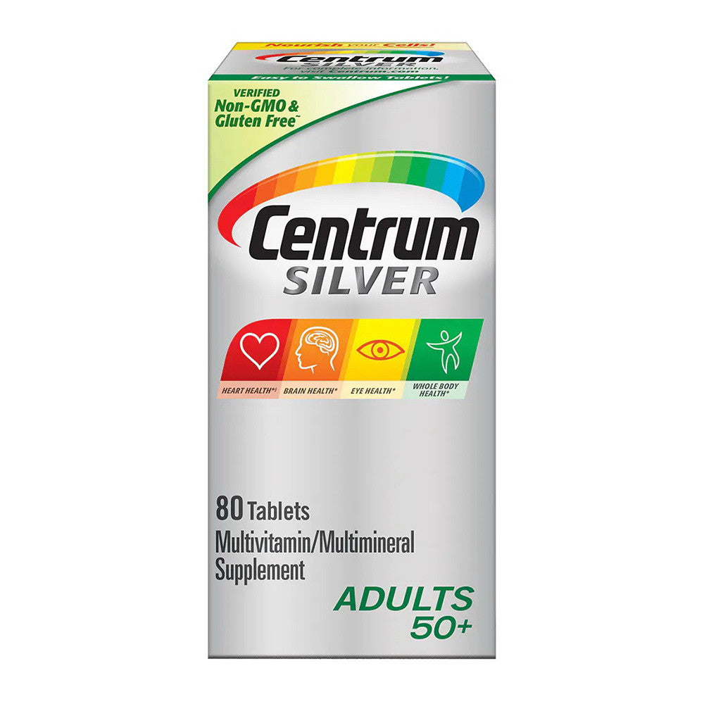 Centrum Silver Adult 50 Plus Multiviramin and Multiminerals Supplement Tablets, 80 Ea
