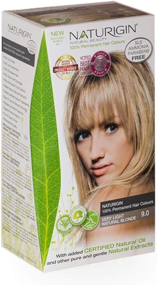 Naturigin Permament Hair Color 9.0 Very Light Natural Blonde, 3.9 Oz