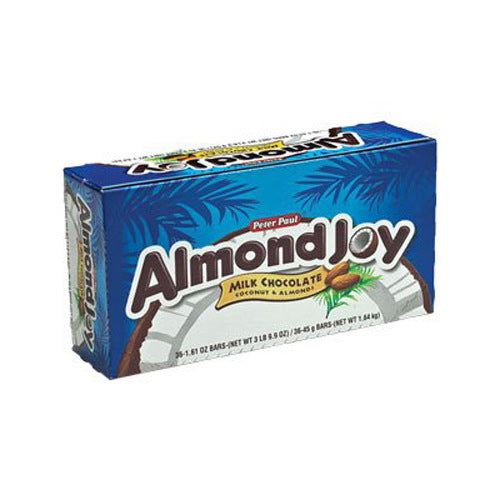 Almond Joy Milk Chocolate Bars for Snacking Sharing and Enjoying Sweet Coconut Flavor 1.61Oz (45.64g) 36Ea