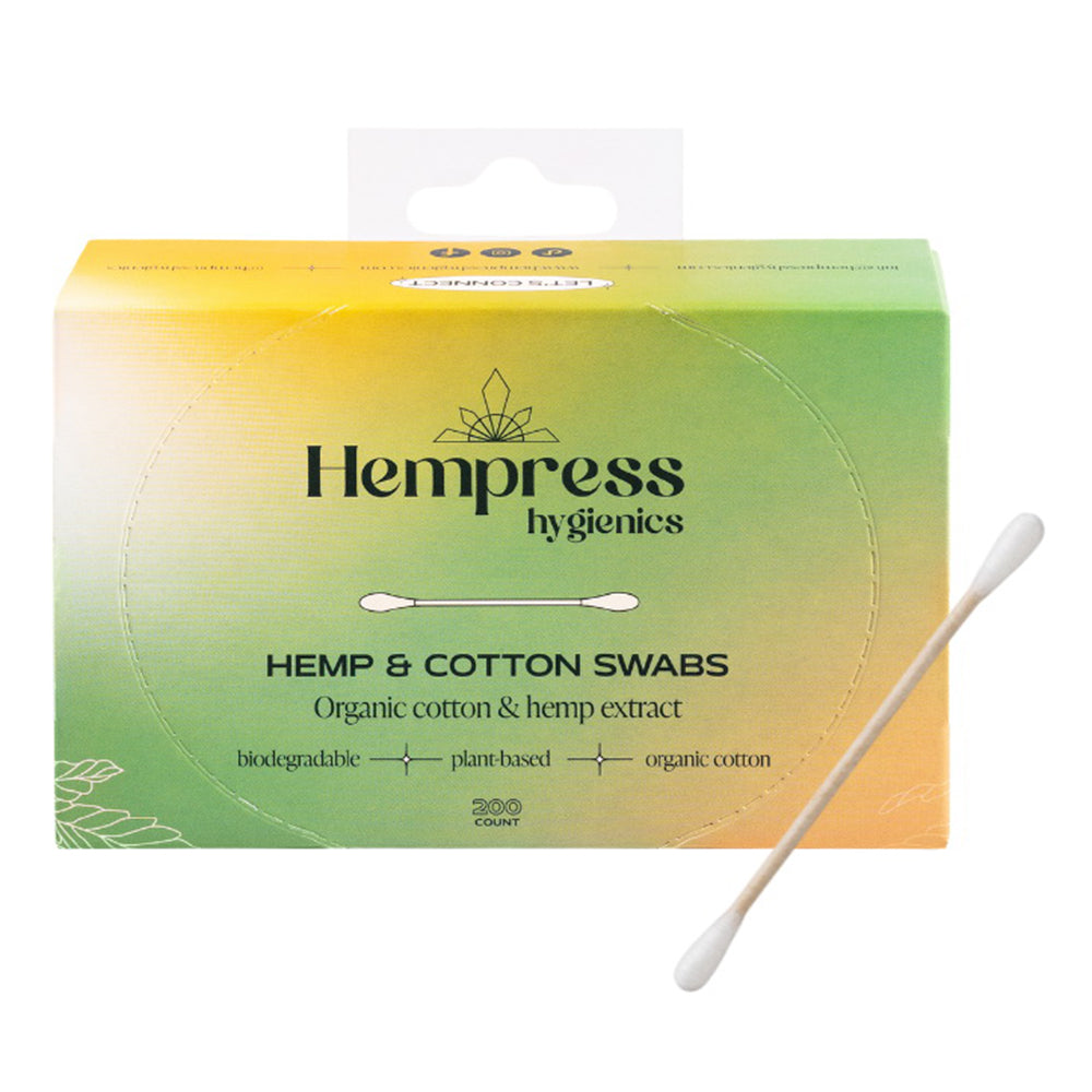 Hempress Hygienics Hemp and Cotton Swabs Gentle and Effective Cleaning 200Ea