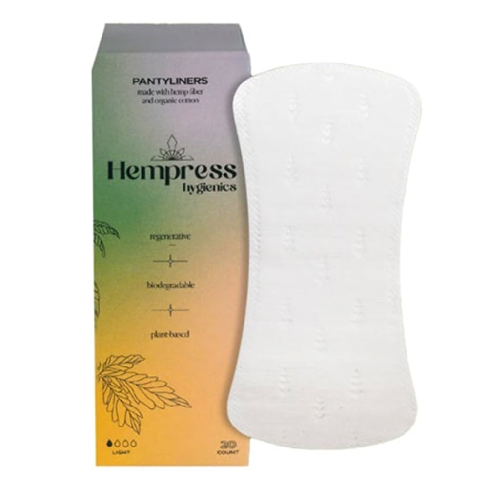 Hempress Hygienics Hemp Panty Liners Plant Based Made with Hemp Fiber and Organic Cotton 20Ea