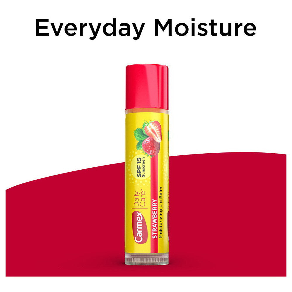 Carmex Moisturizing Strawberry Lip Balm Stick SPF15, 0.15 Oz