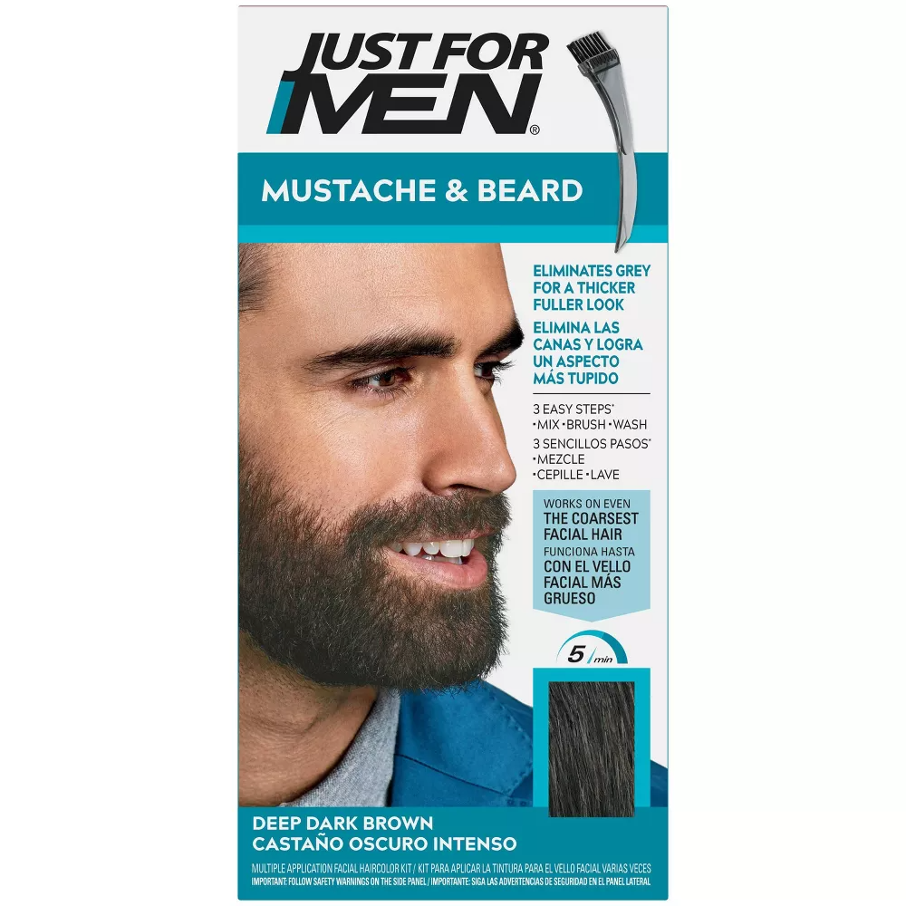 Just For Men Mustache And Beard Brush In Hair Color, M-46 Deep Dark Brown, 1 Kit