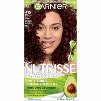 Garnier Nutrisse Nourishing Color Creme With Fruit Oil Concentrate, Soft Mahogany Dark Brown, #415, Kit
