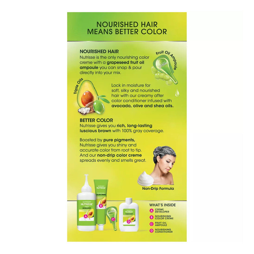 Garnier Nutrisse Herba Shine Hair Color 434, Deep Chestnut Brown - 1 kit