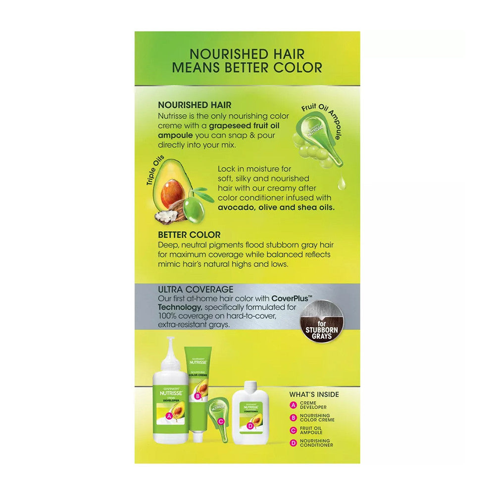 Garnier Nutrisse Ultra Coverage Hair Color, Deep Dark Brown 400, 1 Ea