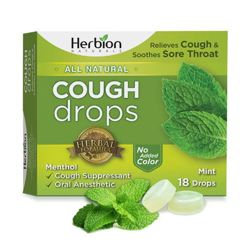 Herbion Cough Drops Sugar Free, Mint, 18 Drops