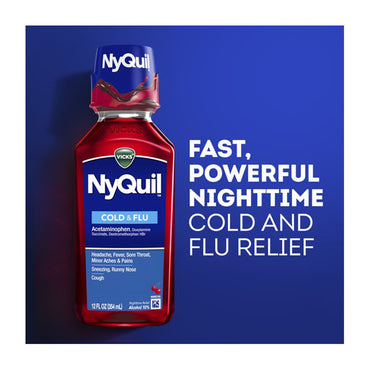Vicks Nyquil Cherry Cold And Flu Night Time Relief Liquid, 8 Oz