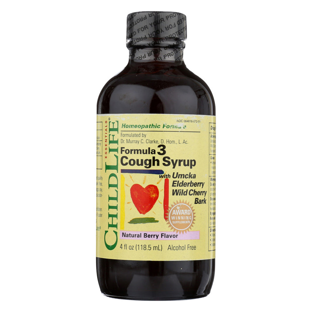 Child Life Essentials Formula 3 Cough Syrup Natural Berry Flavor, 4 oz