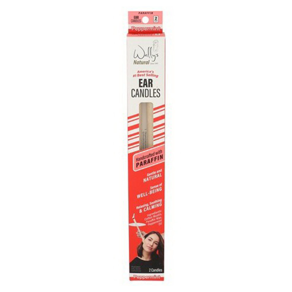 Wallys Ear Candles Paraffin Peppermint for Relaxation and Soothing Ear Care 2Ea