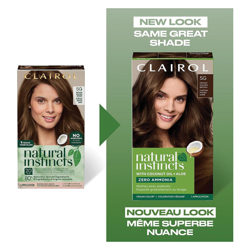 Clairol Natural Instincts Demi Permanent Hair Color, 5G Medium Golden Brown, 1 Ea