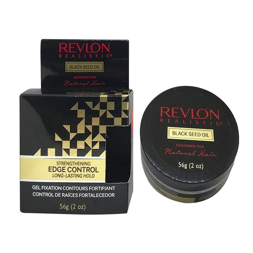 Revlon Realistic Black Seed Oil Strengthening Edge Control Long Lasting Hold, 2 Oz