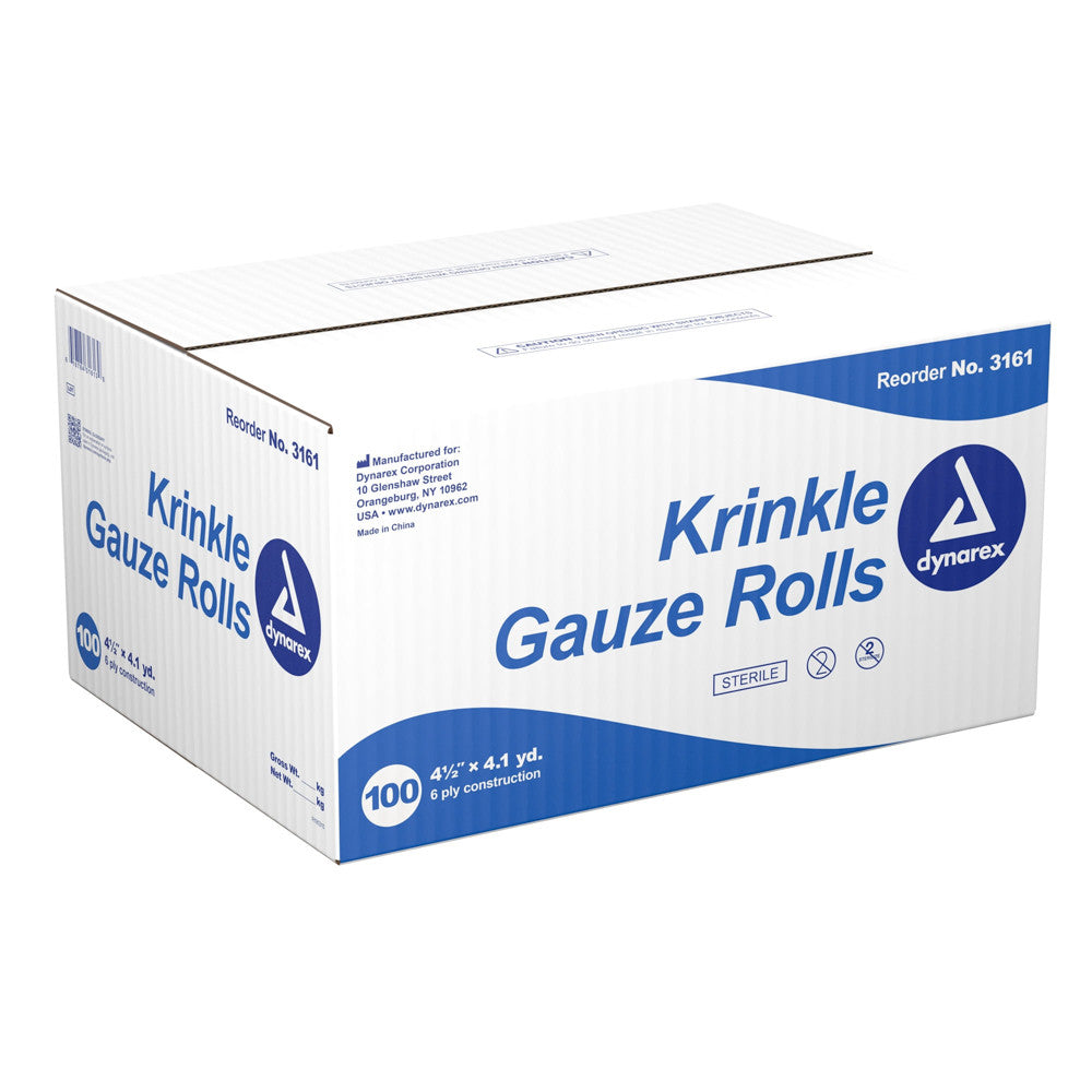 Dynarex Gauze Krinkle Rolls Sterile - 4.5 Inches X 4.1 Yards - 6 Ply