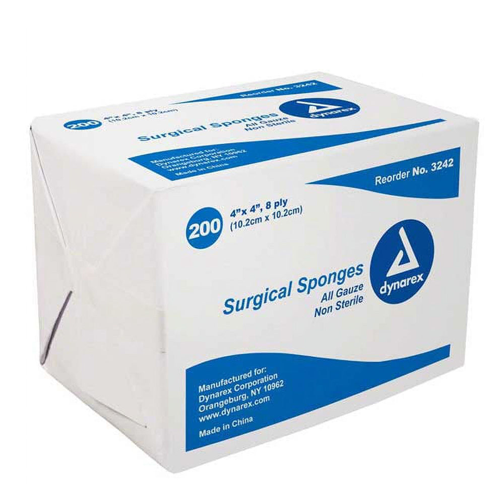 Dynarex Standard Gauze Sponges Non-Sterile - 4 In X 4 In - 16 Ply - 200 Ea
