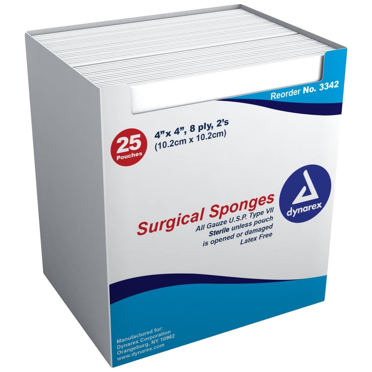 Standard Gauze Sponges Sterile - 4 In X 4 In - 8 Ply - 2S - 25 Ea