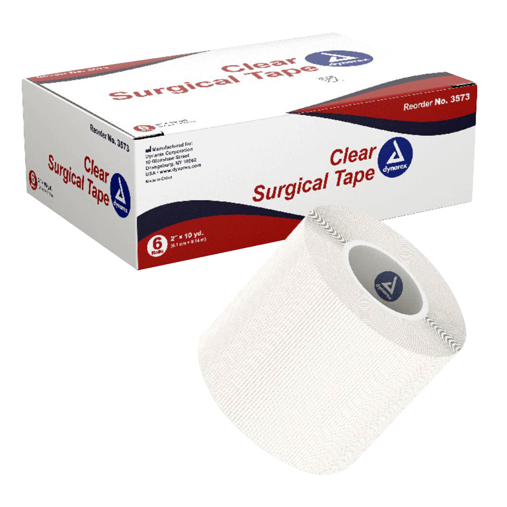 Dynarex Clear Surgical Tape Rolls 2 In X 10 Yds for Holding Dressings 6Ea