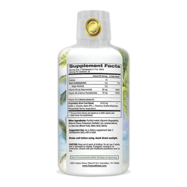 Tropical Oasis Brain Fuel Liquid Nootropic Supplement for Mental Clarity, 32 Oz