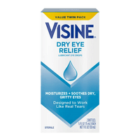 Visine Dry Eye Relief Lubricant Eye Drops, Twin Pack, 0.5 oz