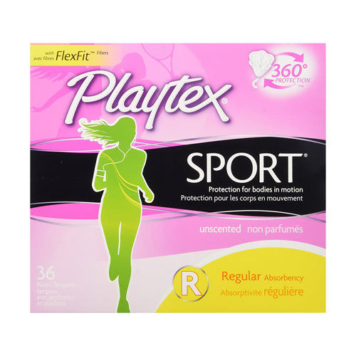 Playtex Sport Protection For Bodies In Motion Unscented Regular Absorbency, Plastic Tampons, 36 Ea
