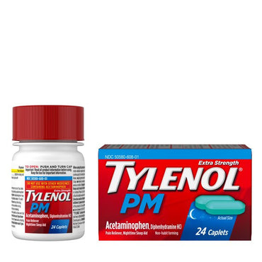 Tylenol Pm Extra Strength Pain Reliever Nighttime Sleep Aid Caplets, 24 Ea