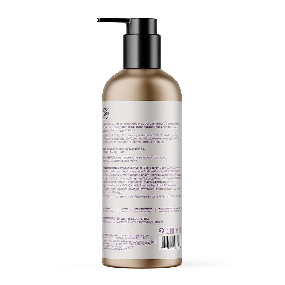 Attitude Super Leaves Shower Gel, Peppermint and Sweet Orange, 16 Oz
