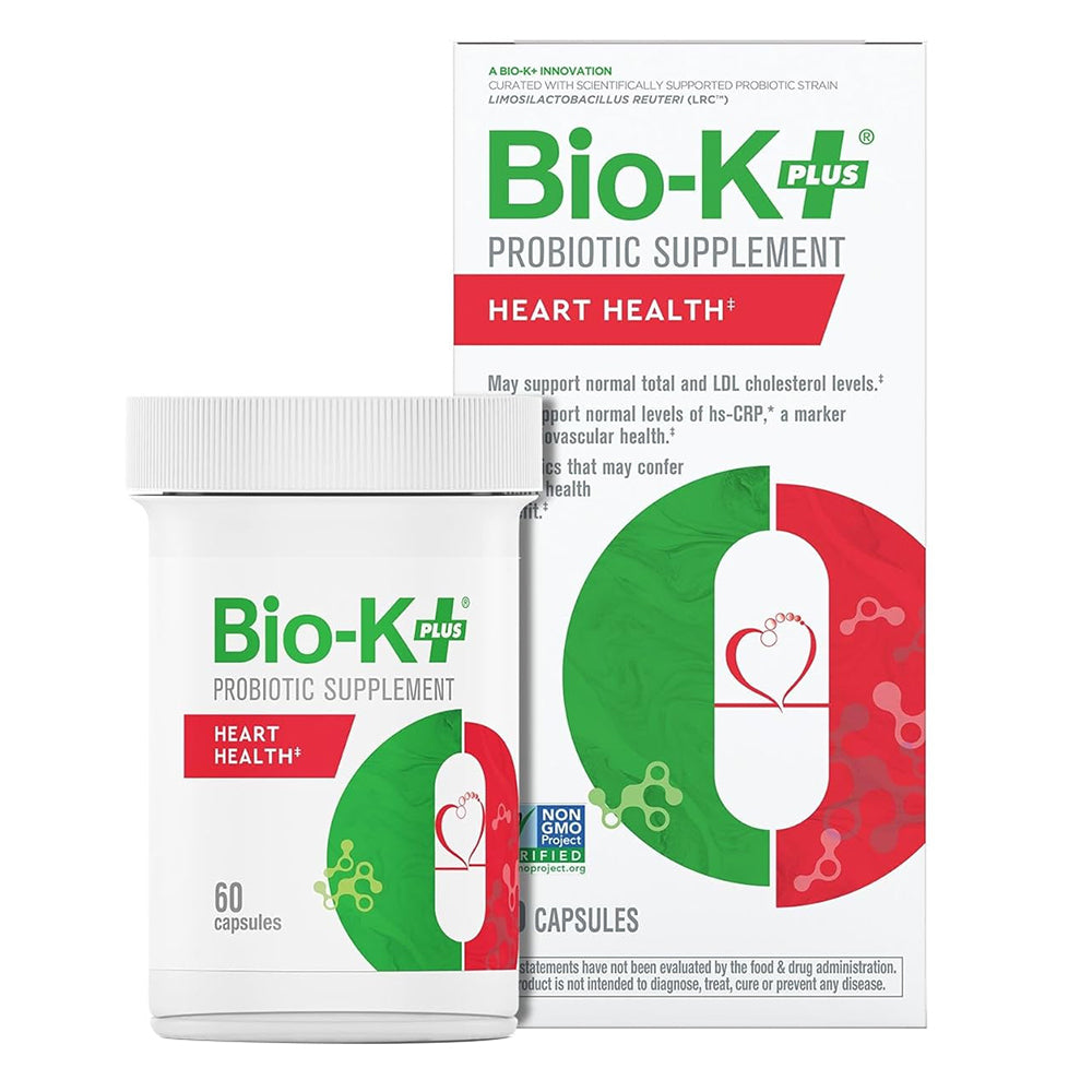 Bio K Plus Heart Health Probiotic Capsules with Limosilactobacillus Reuteri LRC for Normal Cholesterol Levels 60Ea