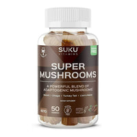 Suku Vitamins Super Mushroom Reishi Chaga, Turkey Tail And Lions Mane Blend Gummies for Immunity, 50 Ct