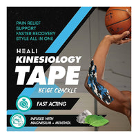 Heali Kinesiology Tape Infused with Magnesium and Menthol, Blue Camo, 1 Ea